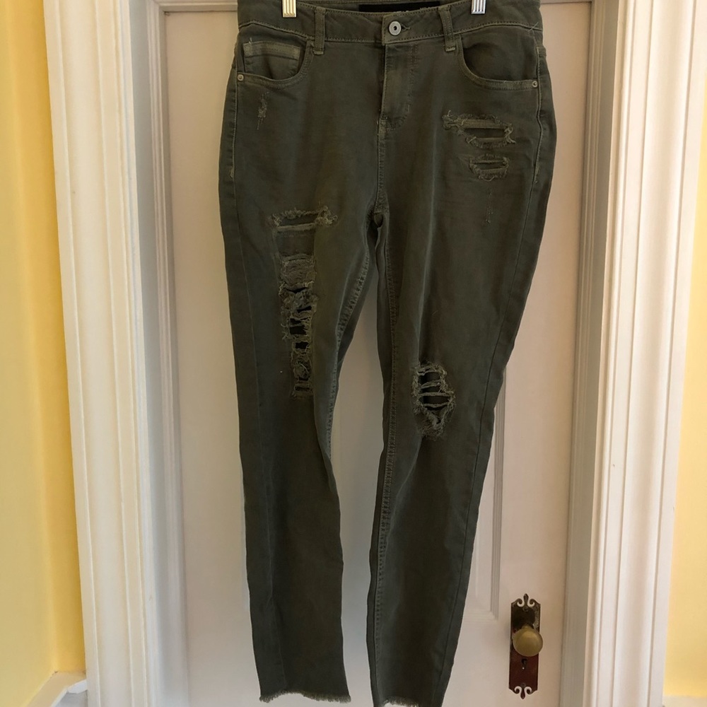 Army green skinny jeans